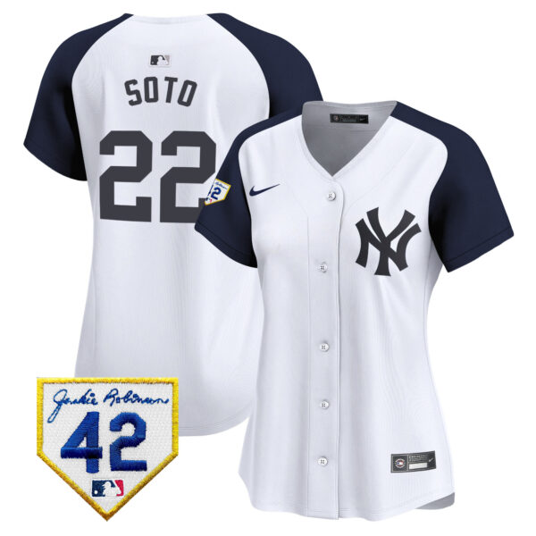 Women's New York Yankees 2024 Jackie Robinson Patch Vapor Premier Limited Jersey - All Stitched - Image 46