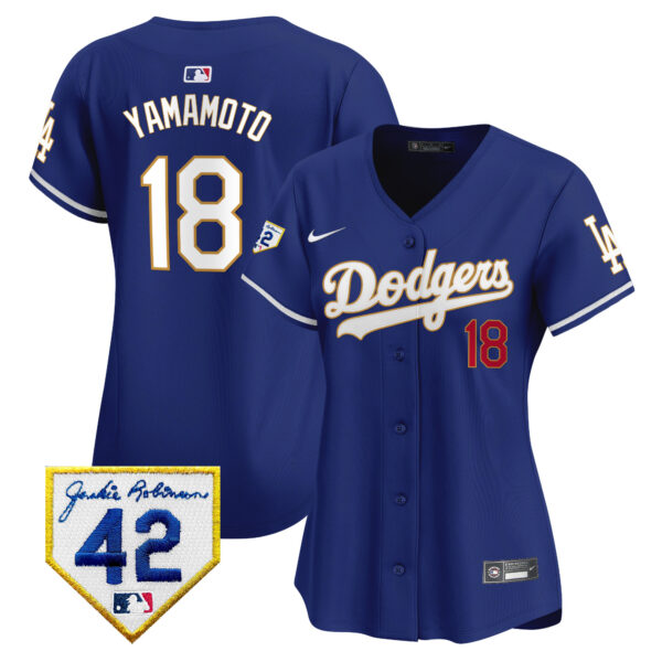 Women's Dodgers 2024 Jackie Robinson Patch Vapor Premier Limited Jersey - All Stitched - Image 37