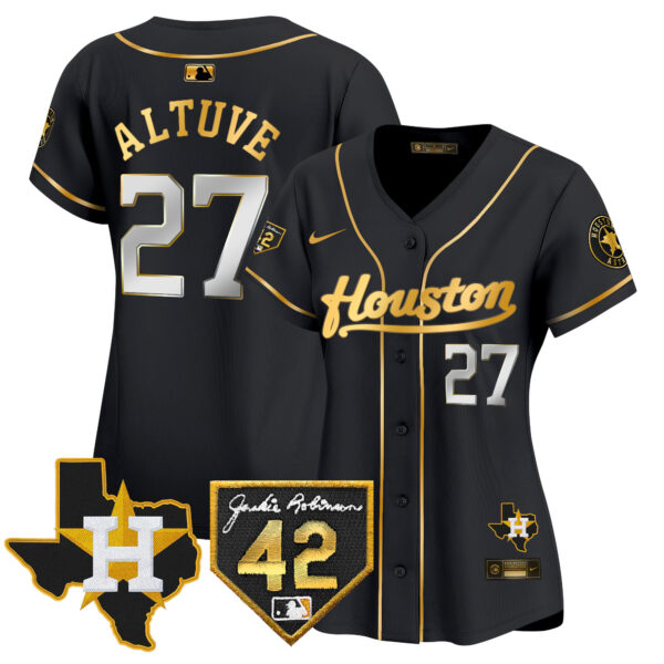 Women's Houston Astros 2024 Jackie Robinson Patch Vapor Premier Limited Jersey - All Stitched - Image 2