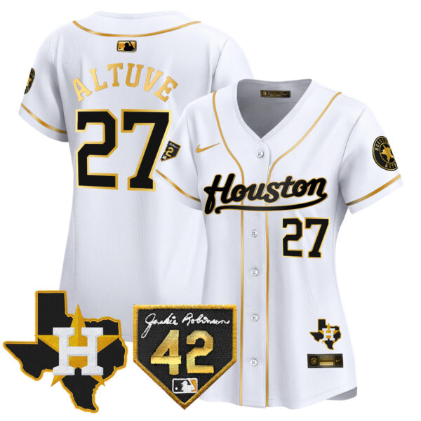Women's Houston Astros 2024 Jackie Robinson Patch Vapor Premier Limited Jersey - All Stitched - Image 11