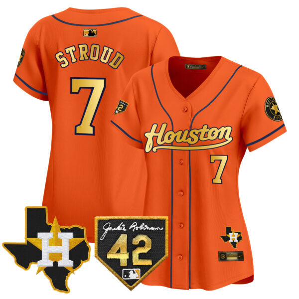 Women's Houston Astros 2024 Jackie Robinson Patch Vapor Premier Limited Jersey - All Stitched - Image 21