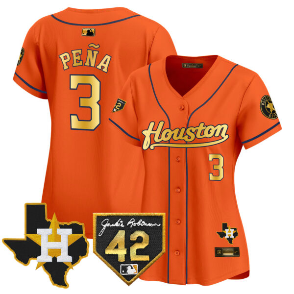 Women's Houston Astros 2024 Jackie Robinson Patch Vapor Premier Limited Jersey - All Stitched - Image 23