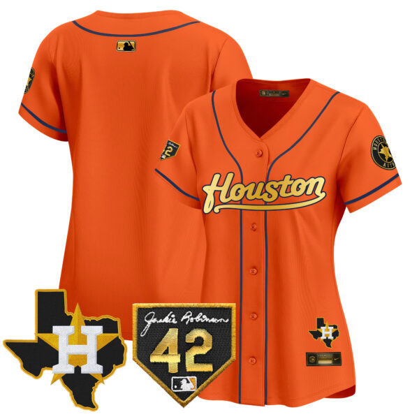 Women's Houston Astros 2024 Jackie Robinson Patch Vapor Premier Limited Jersey - All Stitched - Image 27