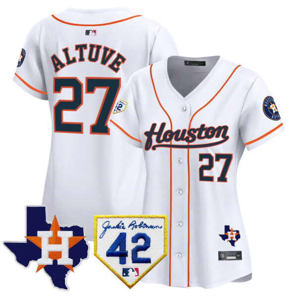 Women's Houston Astros 2024 Jackie Robinson Patch Vapor Premier Limited Jersey - All Stitched - Image 29