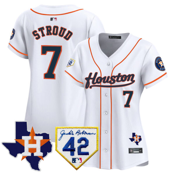 Women's Houston Astros 2024 Jackie Robinson Patch Vapor Premier Limited Jersey - All Stitched - Image 30