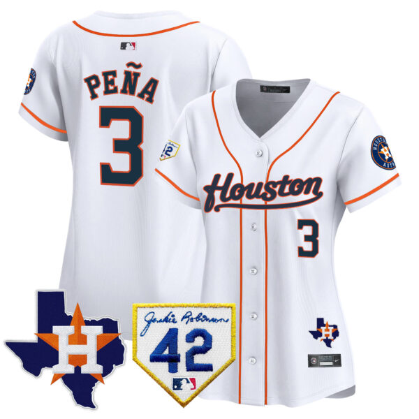 Women's Houston Astros 2024 Jackie Robinson Patch Vapor Premier Limited Jersey - All Stitched - Image 32