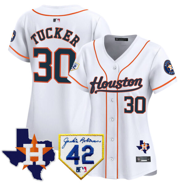 Women's Houston Astros 2024 Jackie Robinson Patch Vapor Premier Limited Jersey - All Stitched - Image 35