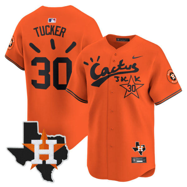 Men's Houston Astros Cactus Jack Patch Vapor Premier Limited Jersey V10 - Stitched - Image 44