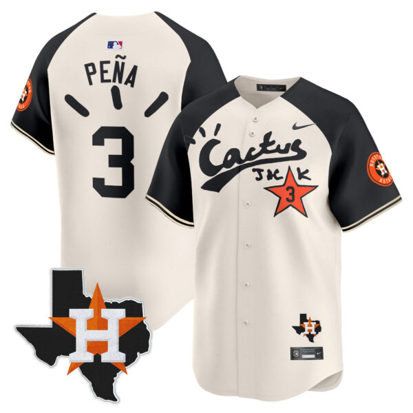 Men's Houston Astros Cactus Jack Patch Vapor Premier Limited Jersey V10 - Stitched - Image 48