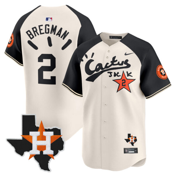 Men's Houston Astros Cactus Jack Patch Vapor Premier Limited Jersey V10 - Stitched - Image 49