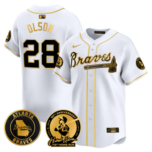 Men's Atlanta Braves Hank Aaron 715th Home Run Patch Vapor Premier Limited Jersey - All Stitched - Image 15