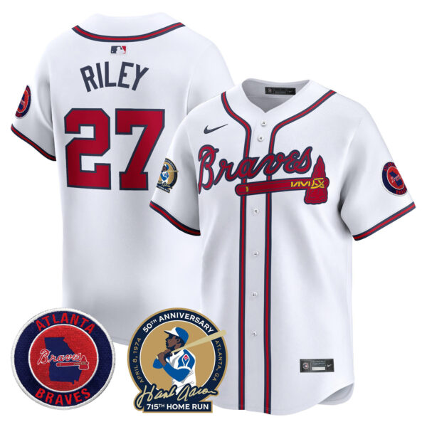 Men's Atlanta Braves Hank Aaron 715th Home Run Patch Vapor Premier Limited Jersey - All Stitched - Image 22