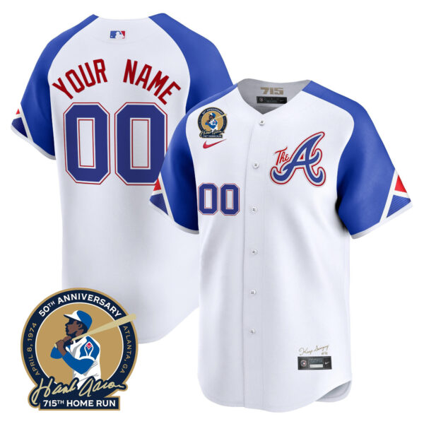 Atlanta Braves Hank Aaron 715th Home Run Patch Vapor Premier Limited Custom Jersey - All Stitched - Image 6
