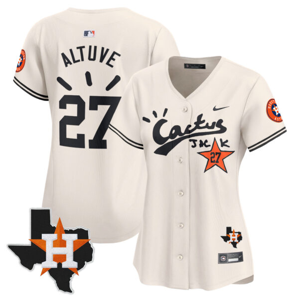 Women's Houston Astros Cactus Jack Patch Vapor Premier Limited Jersey V10 - Stitched - Image 5