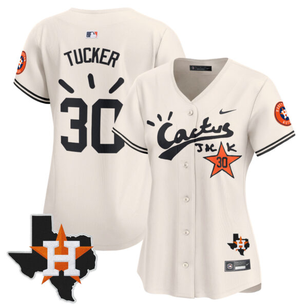 Women's Houston Astros Cactus Jack Patch Vapor Premier Limited Jersey V10 - Stitched - Image 8