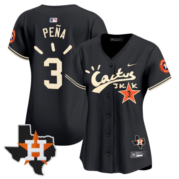 Women's Houston Astros Cactus Jack Patch Vapor Premier Limited Jersey V10 - Stitched - Image 12