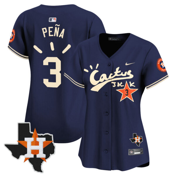 Women's Houston Astros Cactus Jack Patch Vapor Premier Limited Jersey V10 - Stitched - Image 30