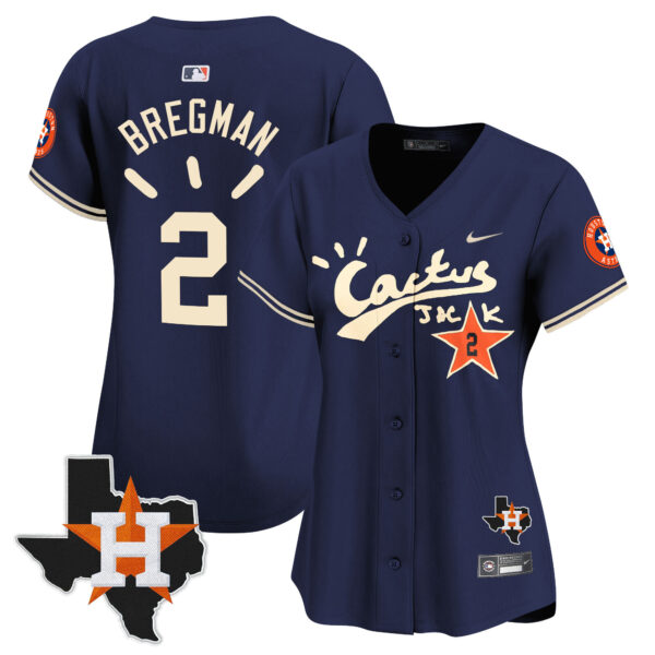 Women's Houston Astros Cactus Jack Patch Vapor Premier Limited Jersey V10 - Stitched - Image 31