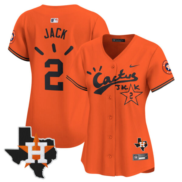 Women's Houston Astros Cactus Jack Patch Vapor Premier Limited Jersey V10 - Stitched - Image 38