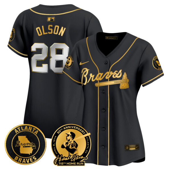 Women's Atlanta Braves Hank Aaron 715th Home Run Patch Vapor Premier Limited Jersey - All Stitched - Image 5