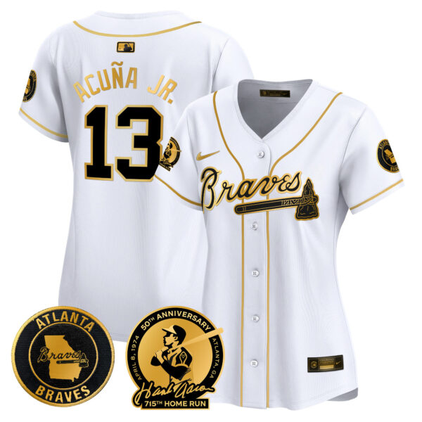 Women's Atlanta Braves Hank Aaron 715th Home Run Patch Vapor Premier Limited Jersey - All Stitched - Image 10