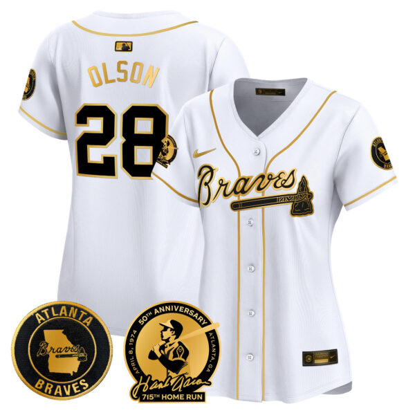 Women's Atlanta Braves Hank Aaron 715th Home Run Patch Vapor Premier Limited Jersey - All Stitched - Image 14