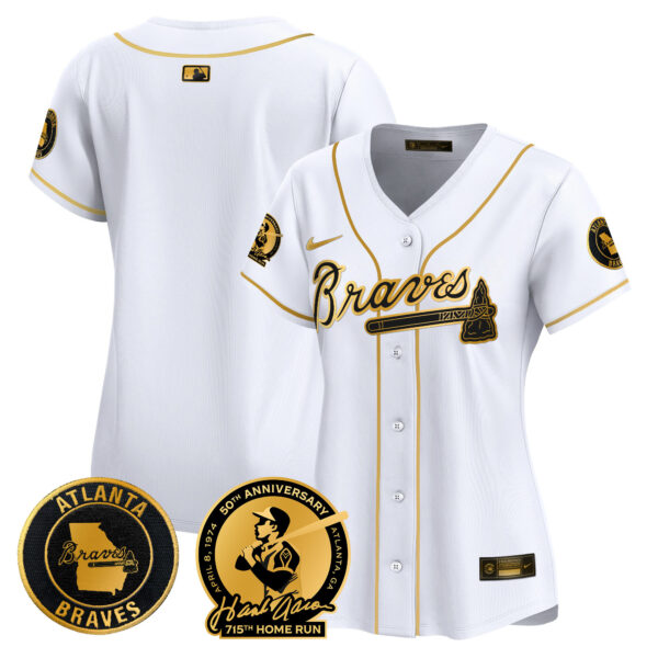 Women's Atlanta Braves Hank Aaron 715th Home Run Patch Vapor Premier Limited Jersey - All Stitched - Image 18