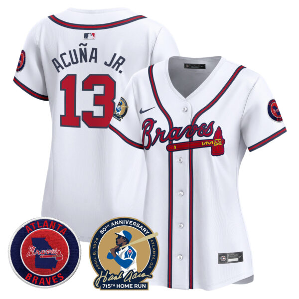 Women's Atlanta Braves Hank Aaron 715th Home Run Patch Vapor Premier Limited Jersey - All Stitched - Image 19