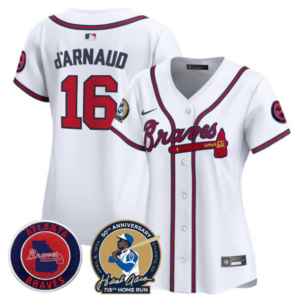 Women's Atlanta Braves Hank Aaron 715th Home Run Patch Vapor Premier Limited Jersey - All Stitched - Image 20