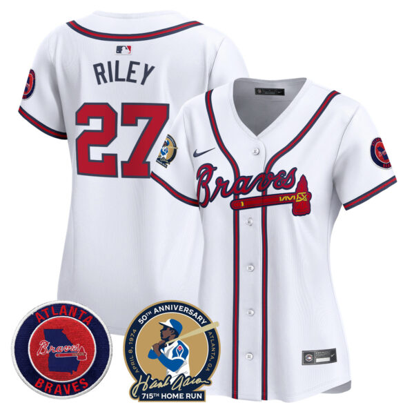 Women's Atlanta Braves Hank Aaron 715th Home Run Patch Vapor Premier Limited Jersey - All Stitched - Image 21