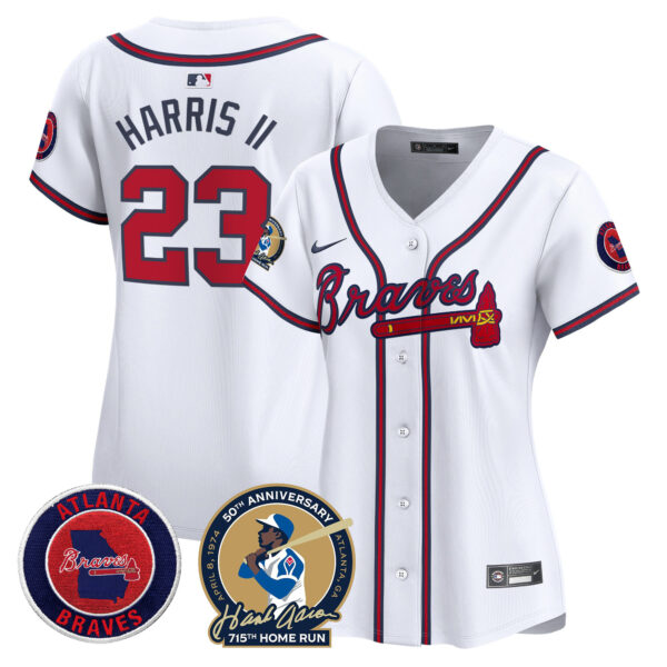 Women's Atlanta Braves Hank Aaron 715th Home Run Patch Vapor Premier Limited Jersey - All Stitched - Image 22