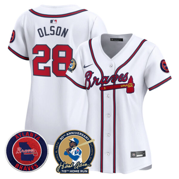 Women's Atlanta Braves Hank Aaron 715th Home Run Patch Vapor Premier Limited Jersey - All Stitched - Image 23