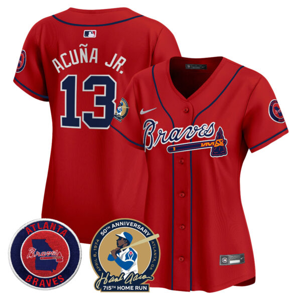Women's Atlanta Braves Hank Aaron 715th Home Run Patch Vapor Premier Limited Jersey - All Stitched - Image 28