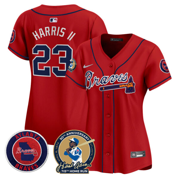Women's Atlanta Braves Hank Aaron 715th Home Run Patch Vapor Premier Limited Jersey - All Stitched - Image 31