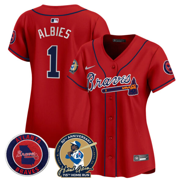 Women's Atlanta Braves Hank Aaron 715th Home Run Patch Vapor Premier Limited Jersey - All Stitched - Image 33