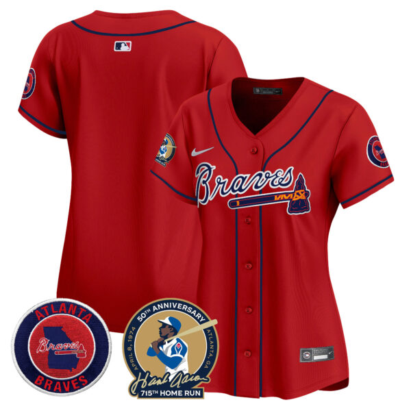 Women's Atlanta Braves Hank Aaron 715th Home Run Patch Vapor Premier Limited Jersey - All Stitched - Image 36