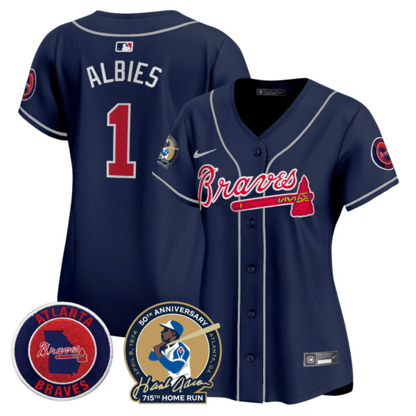 Women's Atlanta Braves Hank Aaron 715th Home Run Patch Vapor Premier Limited Jersey - All Stitched - Image 42