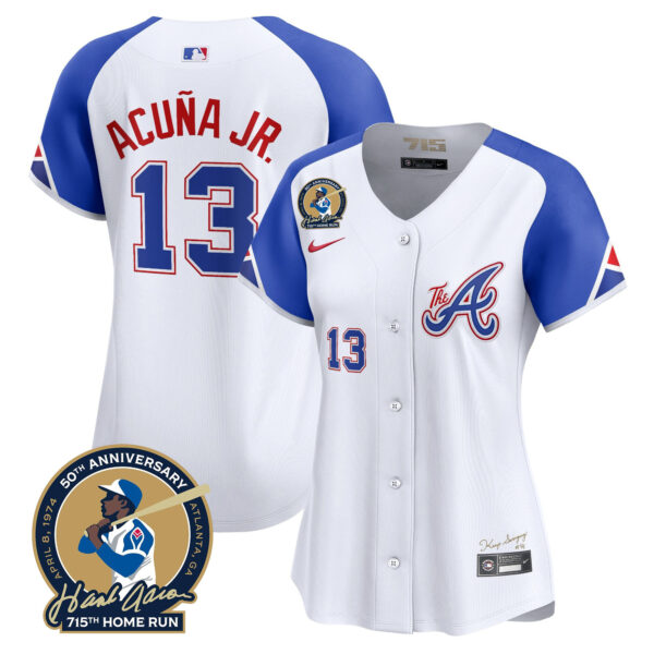 Women's Atlanta Braves Hank Aaron 715th Home Run Patch Vapor Premier Limited Jersey - All Stitched - Image 46