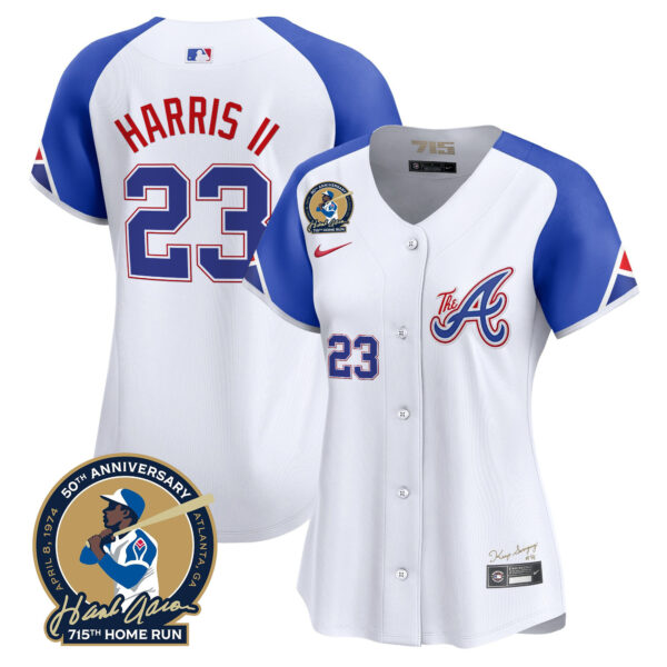 Women's Atlanta Braves Hank Aaron 715th Home Run Patch Vapor Premier Limited Jersey - All Stitched - Image 49