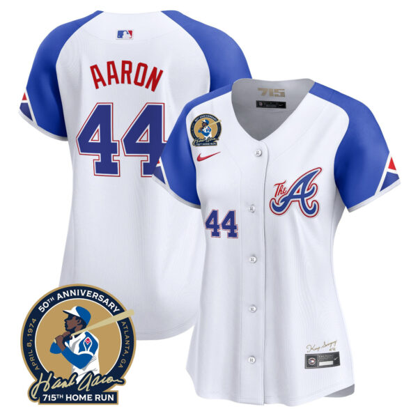 Women's Atlanta Braves Hank Aaron 715th Home Run Patch Vapor Premier Limited Jersey - All Stitched - Image 52
