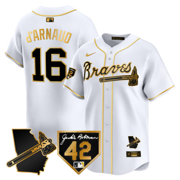 Men's Atlanta Braves 2024 Robinson & Georgia Patch Vapor Premier Limited Jersey - All Stitched - Image 12