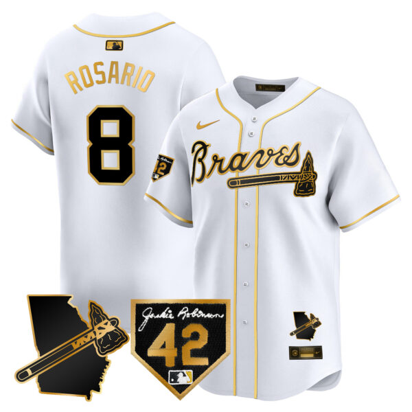 Men's Atlanta Braves 2024 Robinson & Georgia Patch Vapor Premier Limited Jersey - All Stitched - Image 17