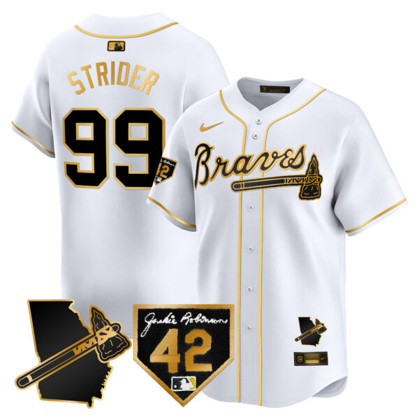 Men's Atlanta Braves 2024 Robinson & Georgia Patch Vapor Premier Limited Jersey - All Stitched - Image 19