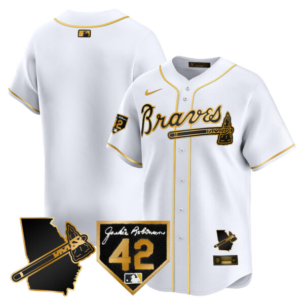 Men's Atlanta Braves 2024 Robinson & Georgia Patch Vapor Premier Limited Jersey - All Stitched - Image 20