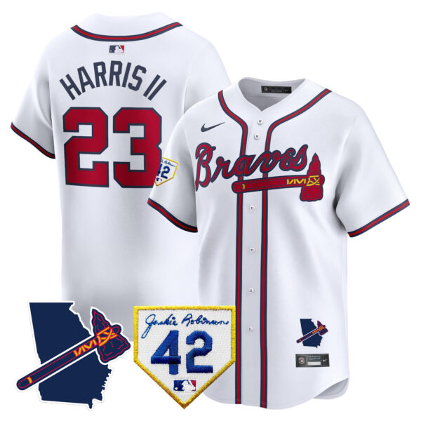 Men's Atlanta Braves 2024 Robinson & Georgia Patch Vapor Premier Limited Jersey - All Stitched - Image 24