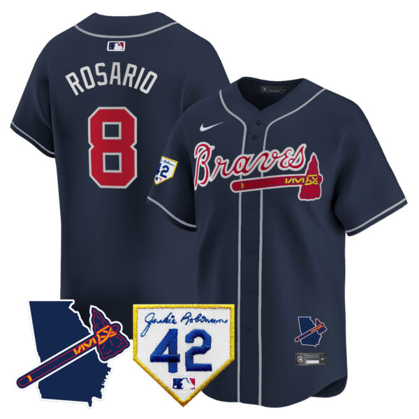 Men's Atlanta Braves 2024 Robinson & Georgia Patch Vapor Premier Limited Jersey - All Stitched - Image 47