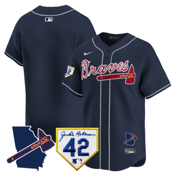 Men's Atlanta Braves 2024 Robinson & Georgia Patch Vapor Premier Limited Jersey - All Stitched - Image 50