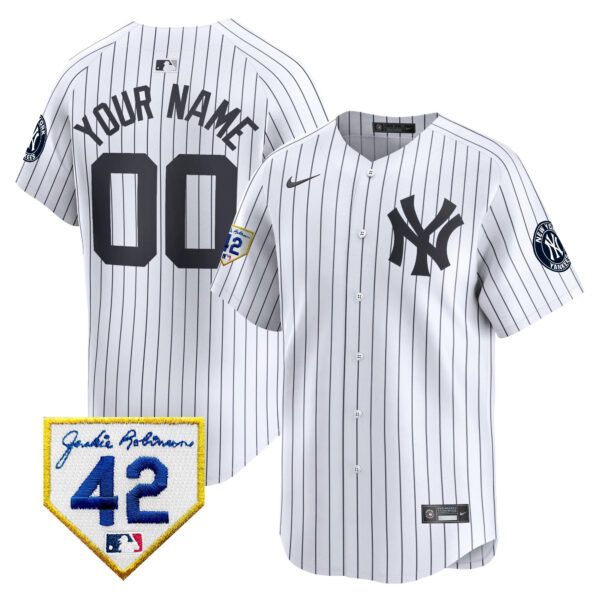 New York Yankees 2024 Jackie Robinson Patch Vapor Premier Limited Custom Jersey - All Stitched - Image 3