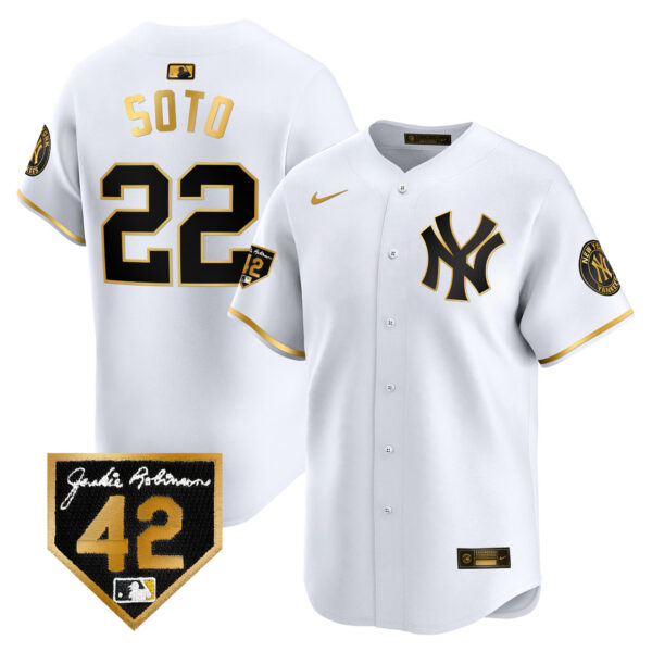 Men's New York Yankees 2024 Jackie Robinson Patch Vapor Premier Limited Jersey - All Stitched - Image 15