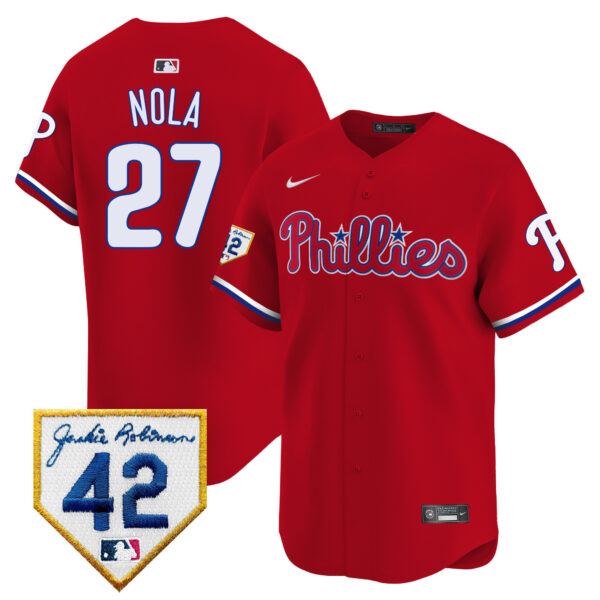 Men's Phillies 2024 Jackie Robinson Patch Vapor Premier Limited Jersey - All Stitched - Image 20